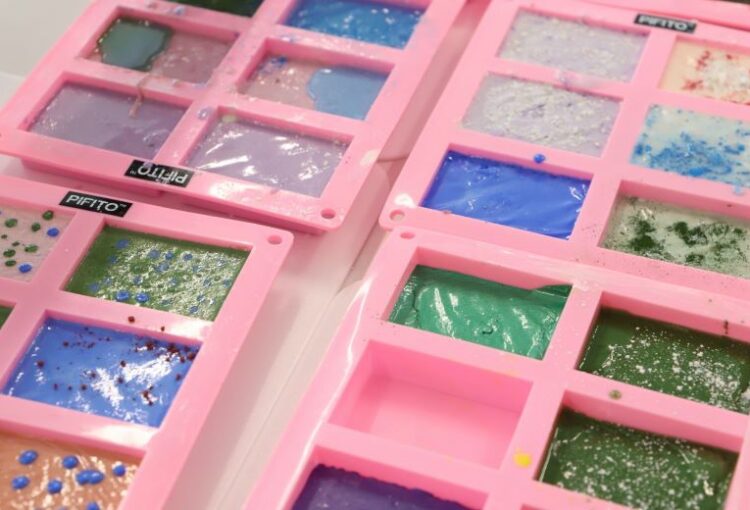 Wednesdays for Women Program Get's Creative? making custom colorful soaps!