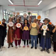 SACSS Seniors Get Creative with Pumpkin Plate Decorating for Halloween